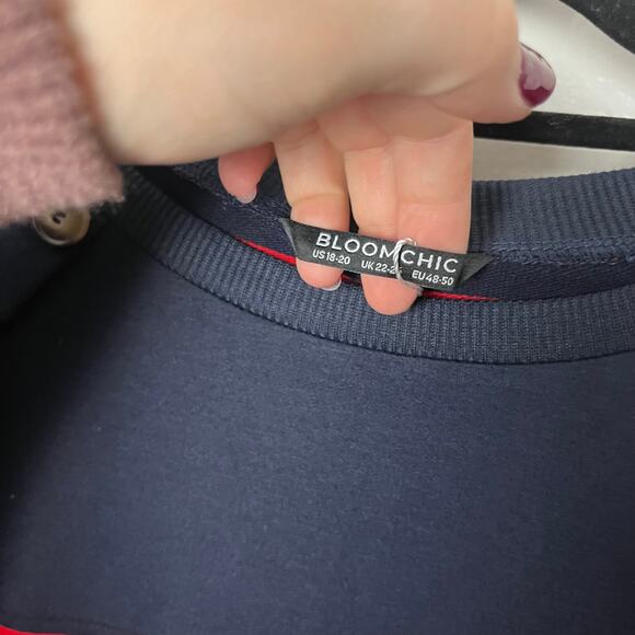 Bloomchic Red Blue Preppy Nautical Striped Button Pullover Sweater 18/20 NEW - Picture 4 of 8